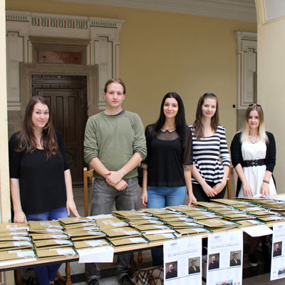 Conference Registration, with students from the University of Debrecen