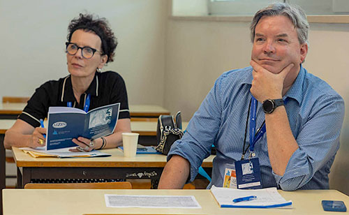 From left: Conference participants Véronique Cnockaert and Daniel Long