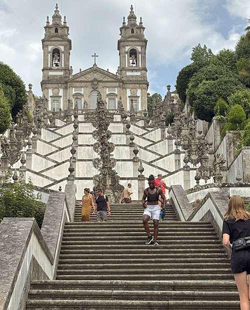 View of the spectacular baroque staircase leading to the Bom Jesus do Monte Sanctuary, Braga 