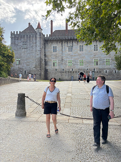 From left: Isabelle Schaffner and Jean-Sebastien Macke at Guimarães castle complex