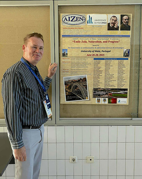 Jean-Philippe Vauchel, creator of the conference poster, displays his work