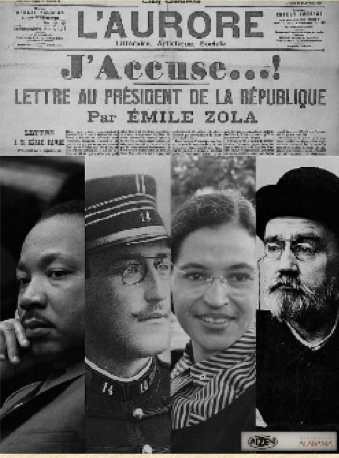 Martin Luther King, Captain Alfred Dreyfus, Rosa Parks, and Émile Zola