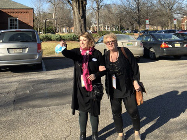 A self-guided tour of the University of Alabama, Tuscaloosa campus. From left Shoshana-Rose Marzel and Anna Gural-Migdal